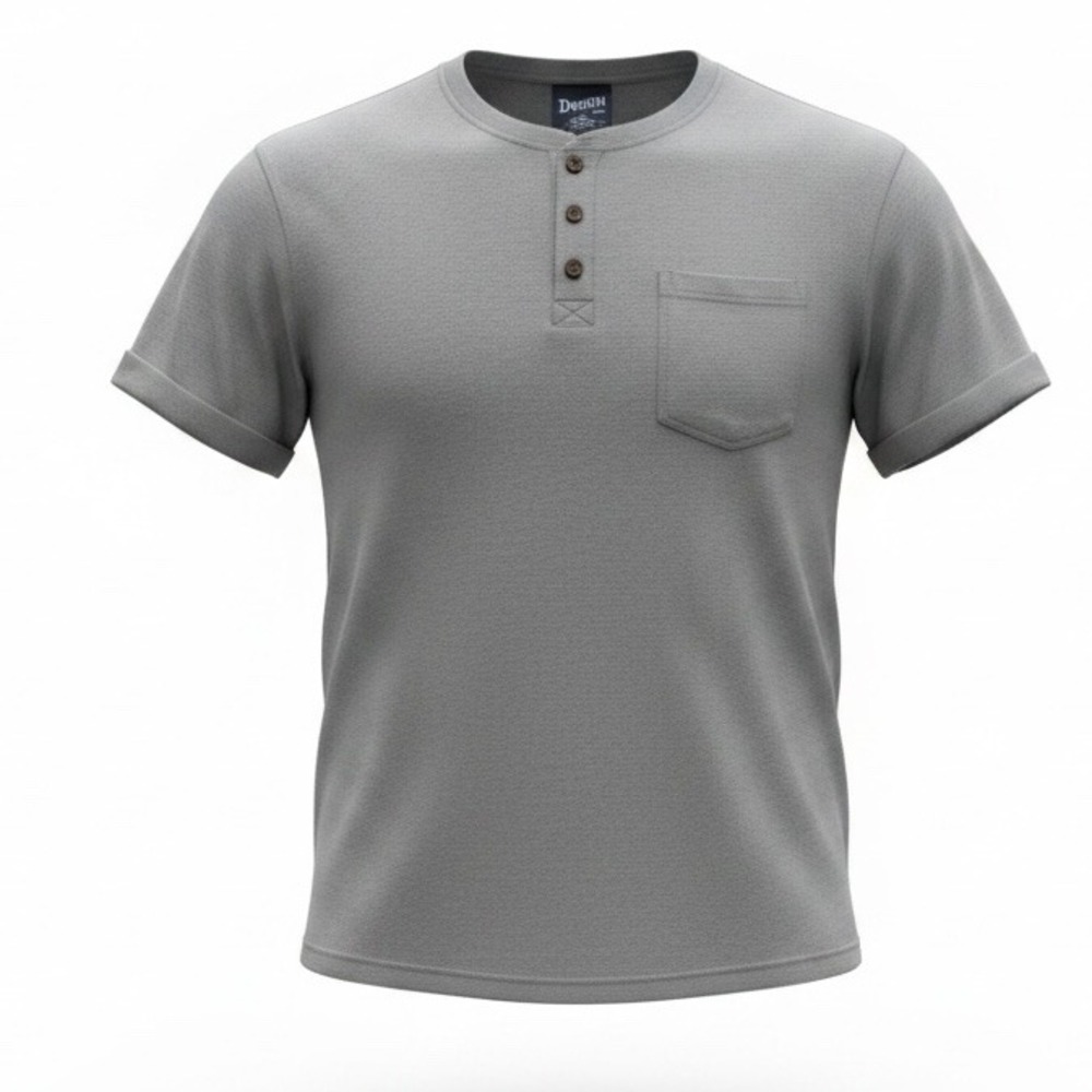 Duluth Trading Co Mens 3XL Relaxed Fit Longtail Henley S/S Gray Shirt (V31)